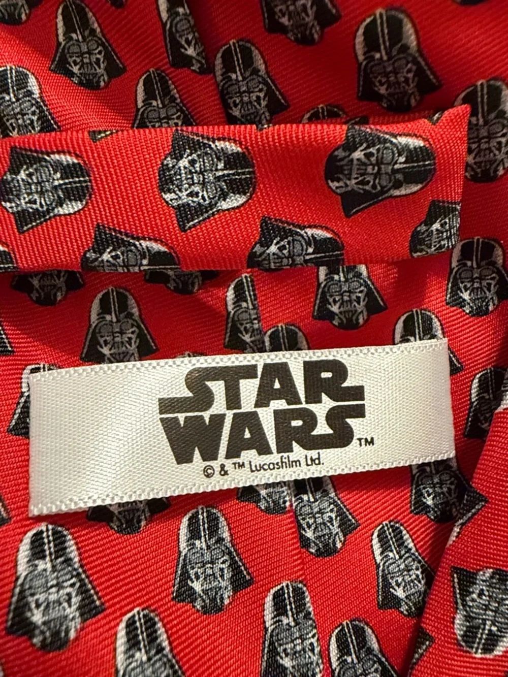 Star Wars Red Tie with Black Darth Vader Motif